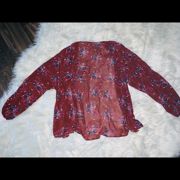 NWOT Cotton Floral Open Cardigan Kimono - Picture 5 of 7